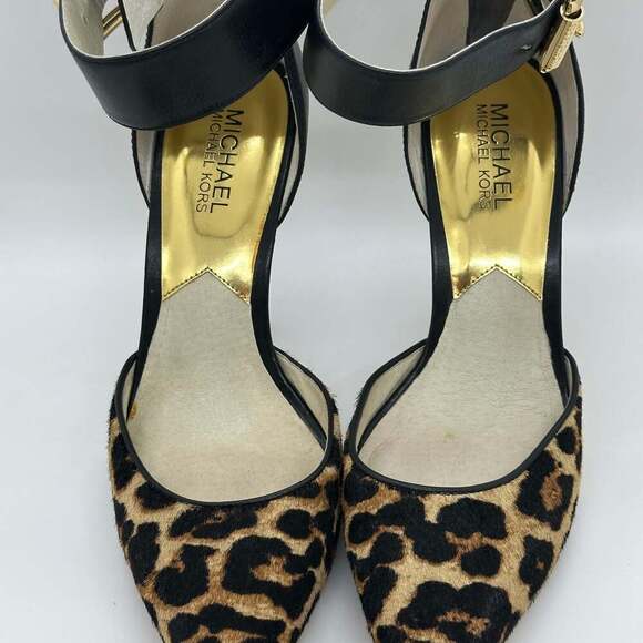 NEW! Michael Kors Leopard Print Ankle Strap Stiletto Heels - Picture 6 of 12